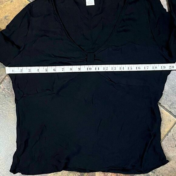 Allison Taylor Black V-neck 100% Silk Blouse XL - Picture 8 of 10